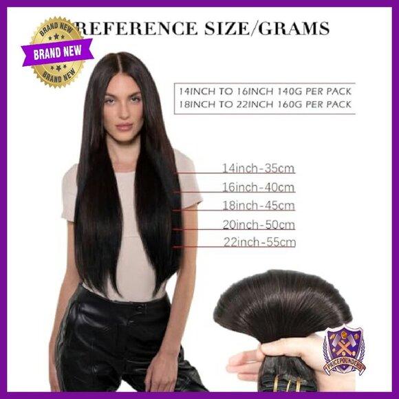 22 Inch Real Human Hair Clip-In Extensions, 7 Piece Set, 160g main image 8
